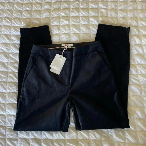 Boden black velour straight leg pants